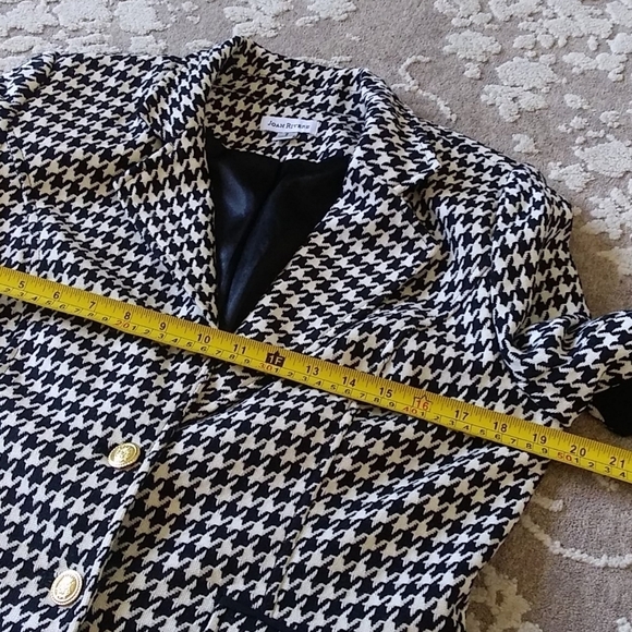 Joan Rivers Checker Houndstooth Blazer jacket Elbows size 8 retro buttons - Picture 7 of 10